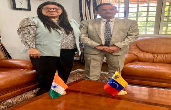 H.E. Mrs. Tatiana Pugh, Vice Minister for Asia, Middle East and Oceania met Cd'A Suresh Kumar at the Chancery and discussed issues of mutual interest.